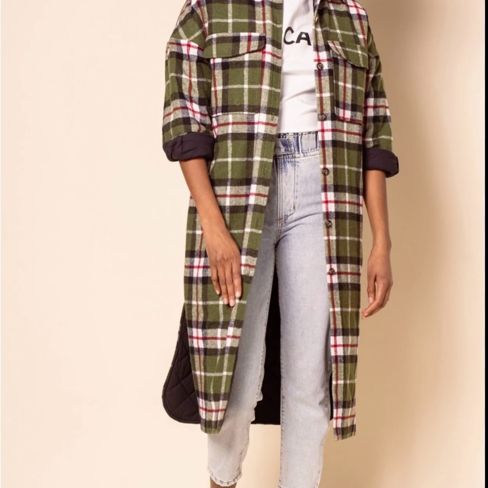 Pink Martini Green Plaid Mid length Jacket